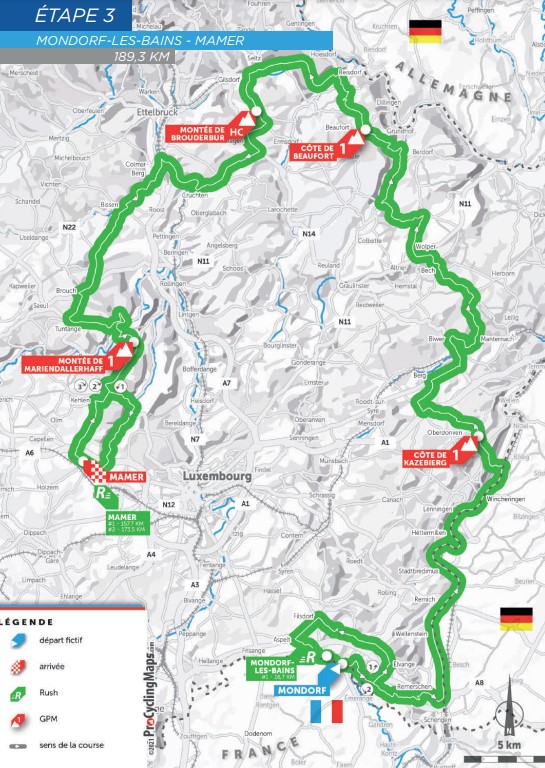 Tour of Luxembourg stage 3 map